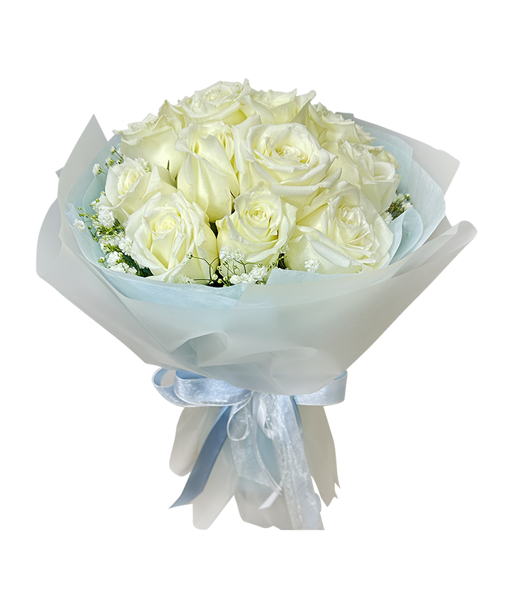 Sweet and Pure White Rose Bouquet