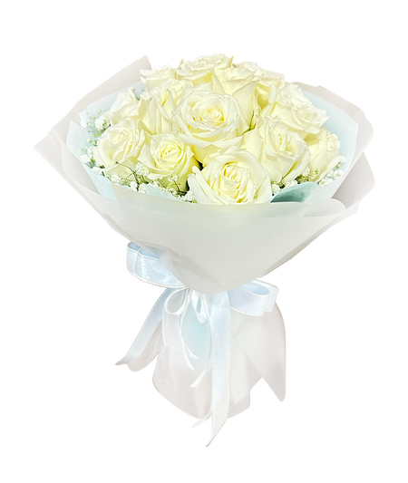 Sweet and Pure White Rose Bouquet