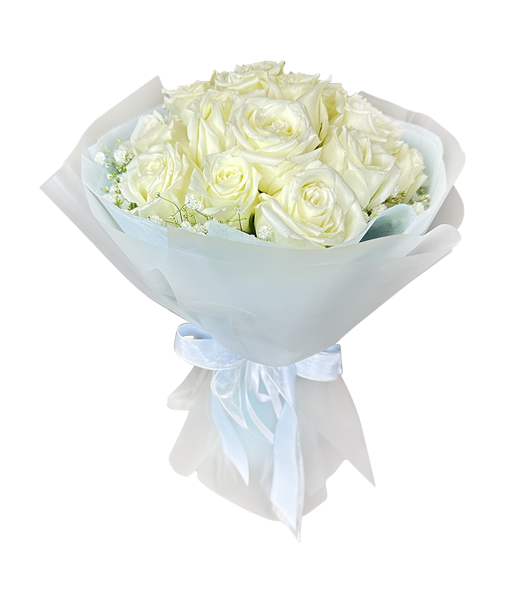 Sweet and Pure White Rose Bouquet