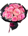 Vibrant Ombre Pink Red Rose with Black Wrapper