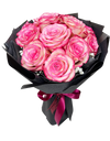 Vibrant Ombre Pink Red Rose with Black Wrapper