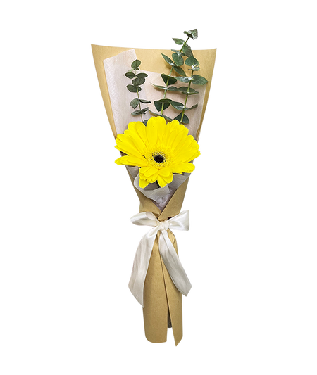 Single Bloom Yellow Gerbera Bouquet