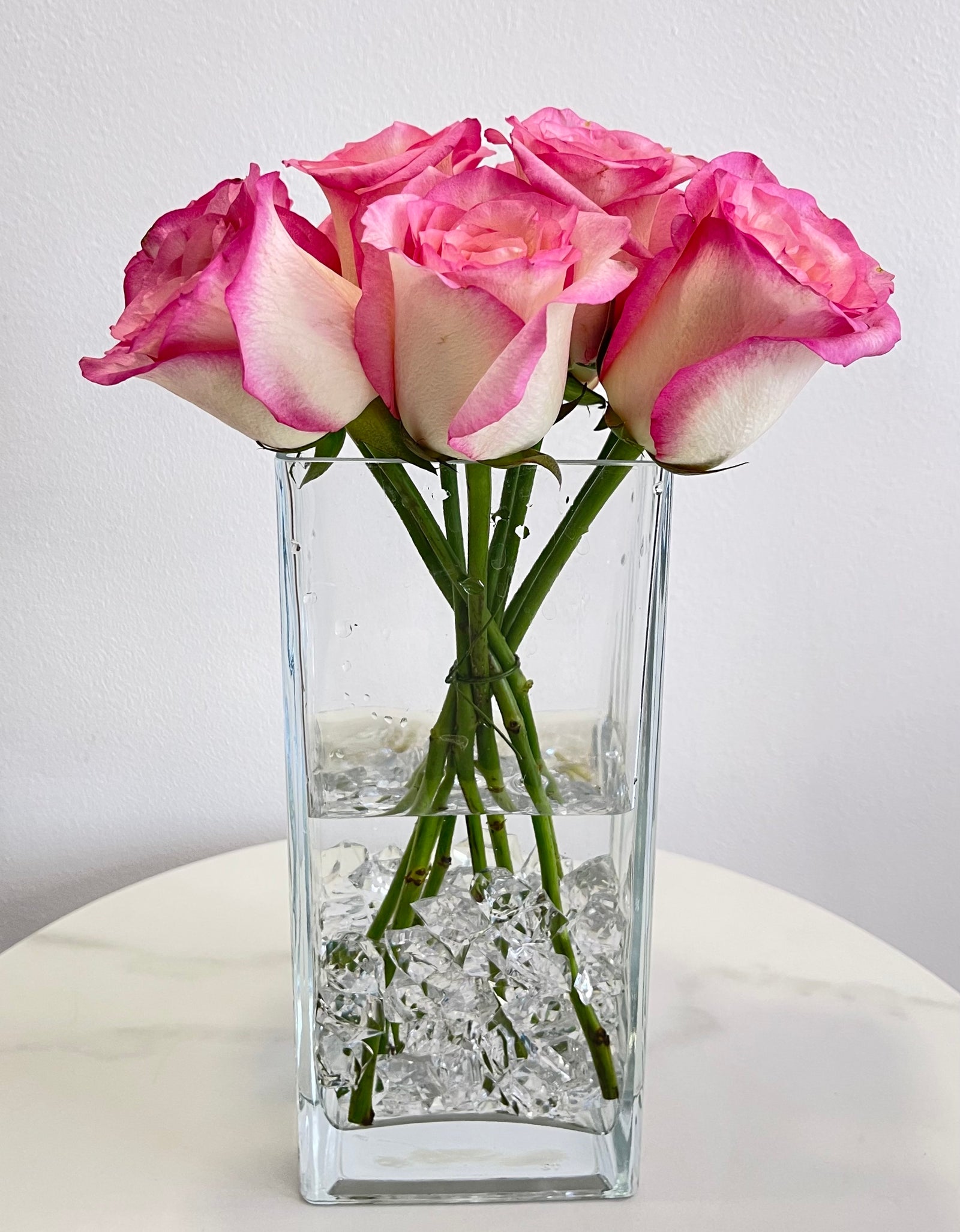 Elegant 2Tone Pink Rose in Tall Vase