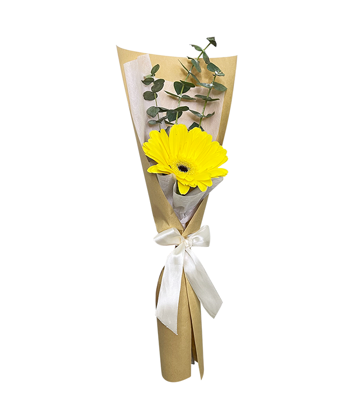 Single Bloom Yellow Gerbera Bouquet