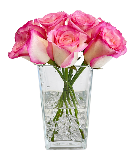 Elegant 2Tone Pink Rose in Tall Vase