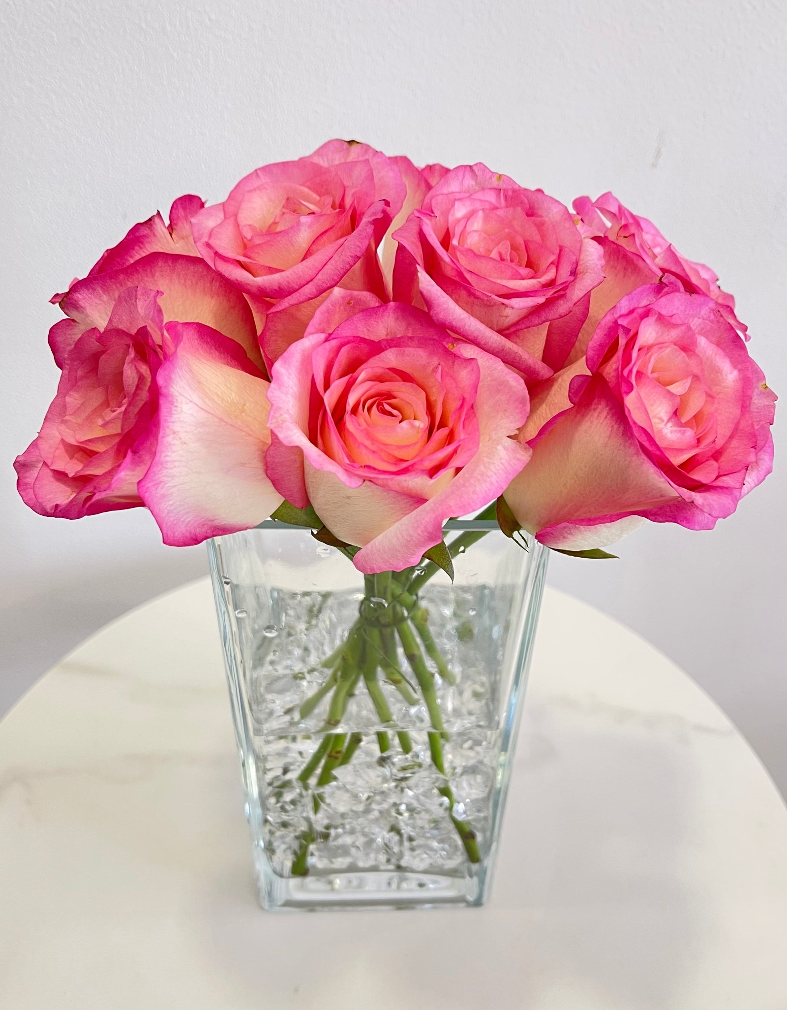 Elegant 2Tone Pink Rose in Tall Vase