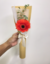 Single Bloom Red Orange Gerbera Bouquet