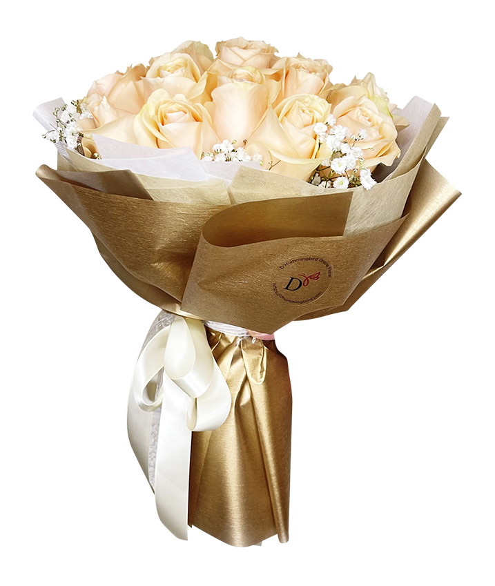Elegant Champagne Rose Bouquet