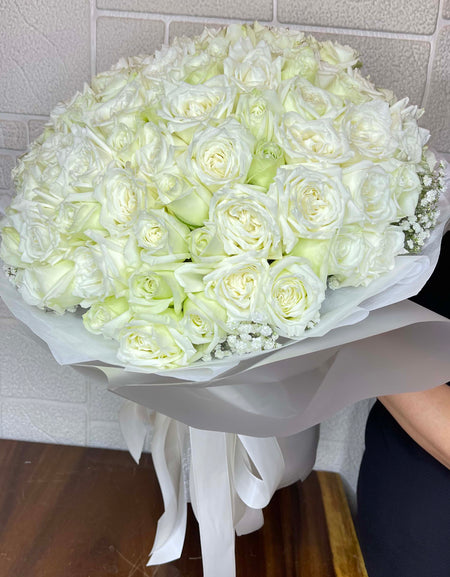99 white roses bouquet - love forever