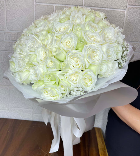 99 white roses bouquet - love forever