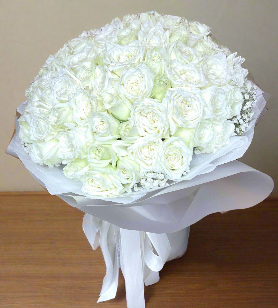 99 White Roses | Forever Love Grand Bouquet