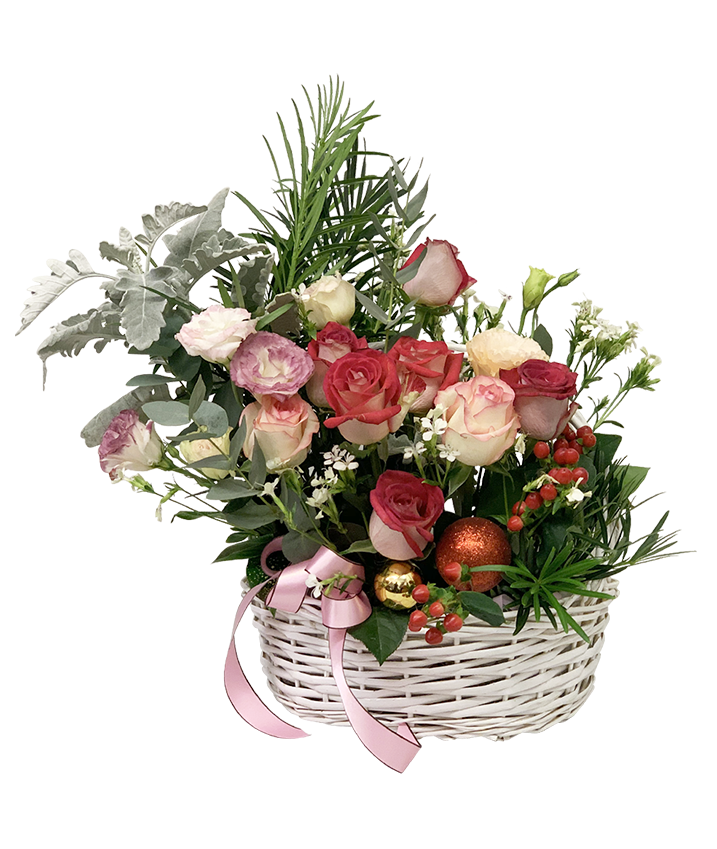 Yuletide Rouge Floral Basket