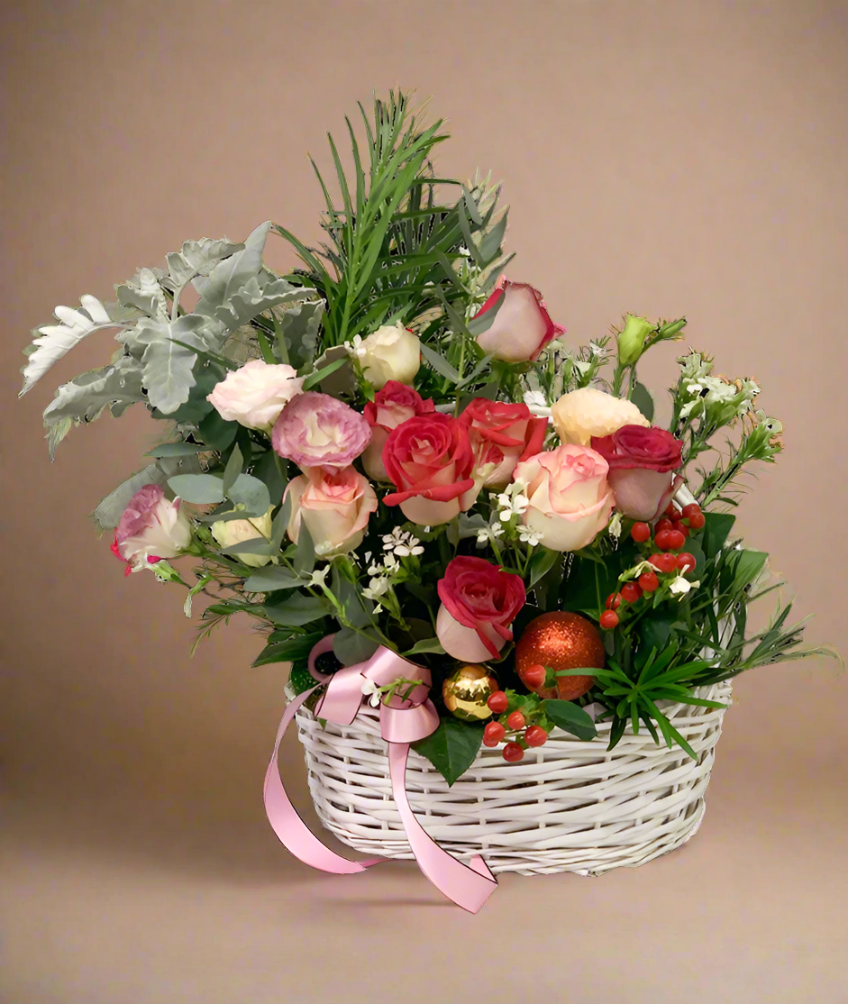 Yuletide Rouge Floral Basket