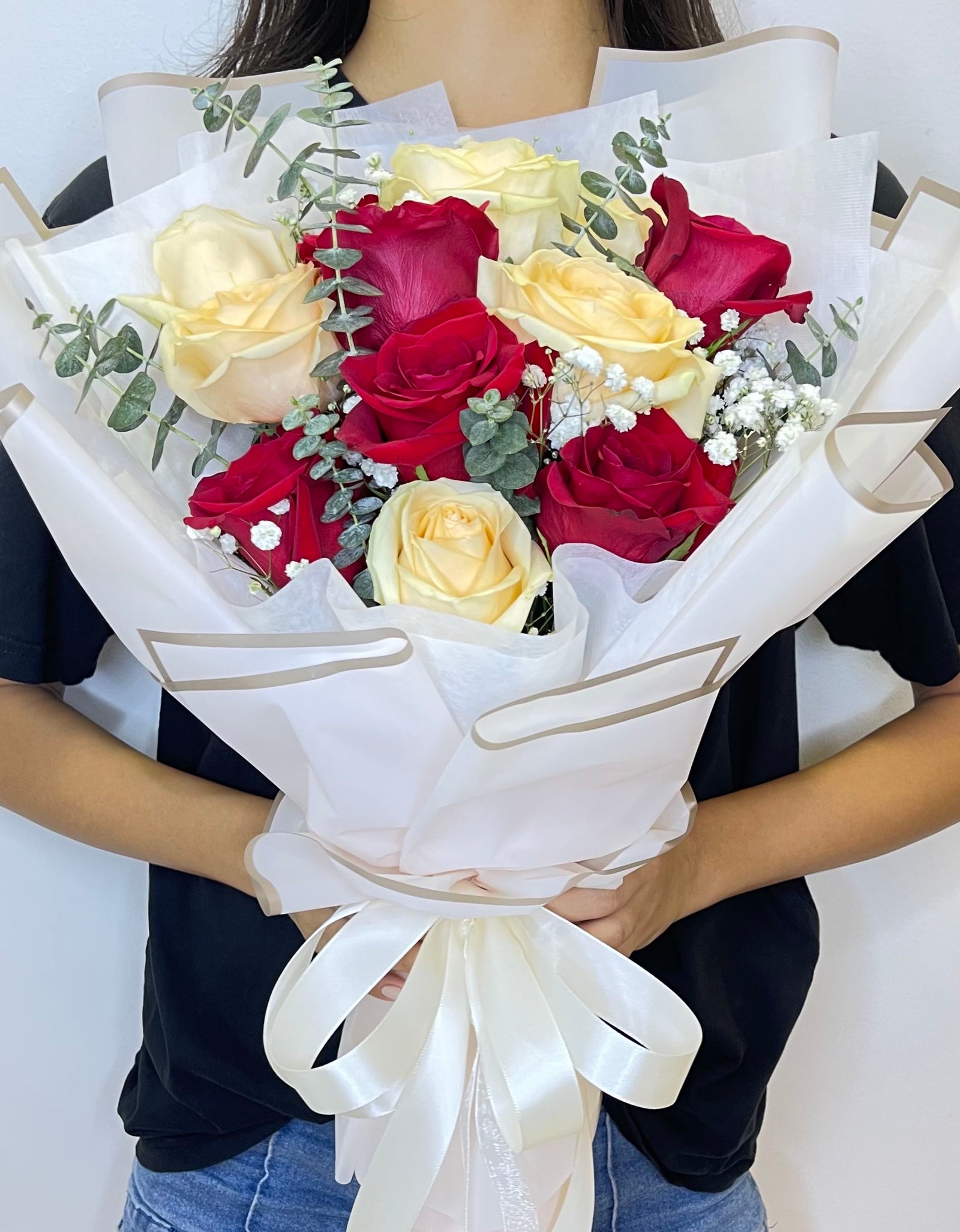 Scarlet Champagne Rose Bouquet