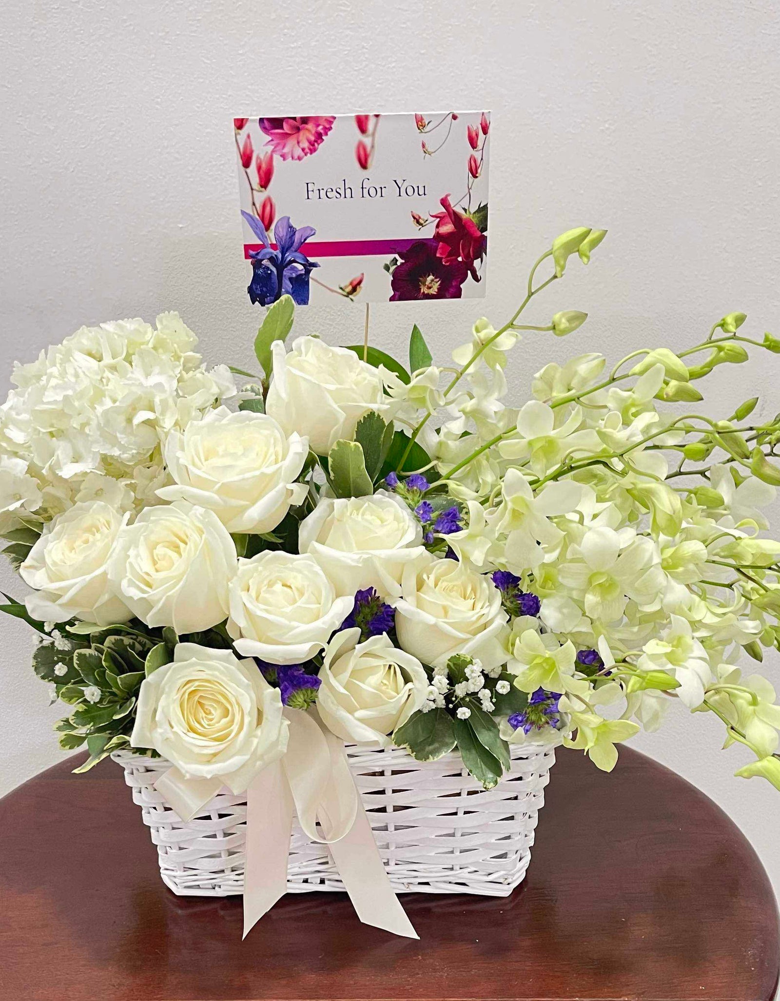 White Bloom Basket