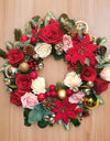 Modern Christmas Wreath (with artificial silk flowers + foliage)