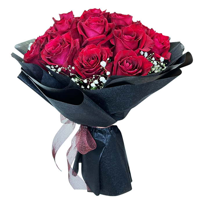 Eternal Love I Red Rose Bouquet in Black Wrapper