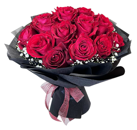 Eternal Love I Red Rose Bouquet in Black Wrapper