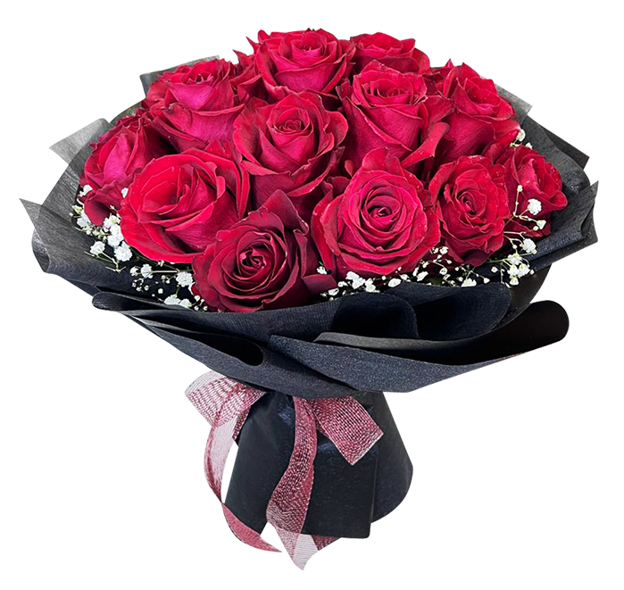 Eternal Love I Red Rose Bouquet in Black Wrapper