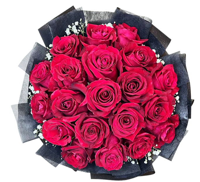 Eternal Love I Red Rose Bouquet in Black Wrapper