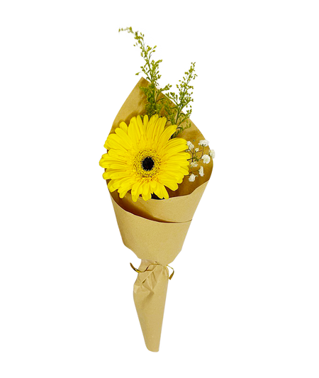 Single Yellow Gerbera Bouquet