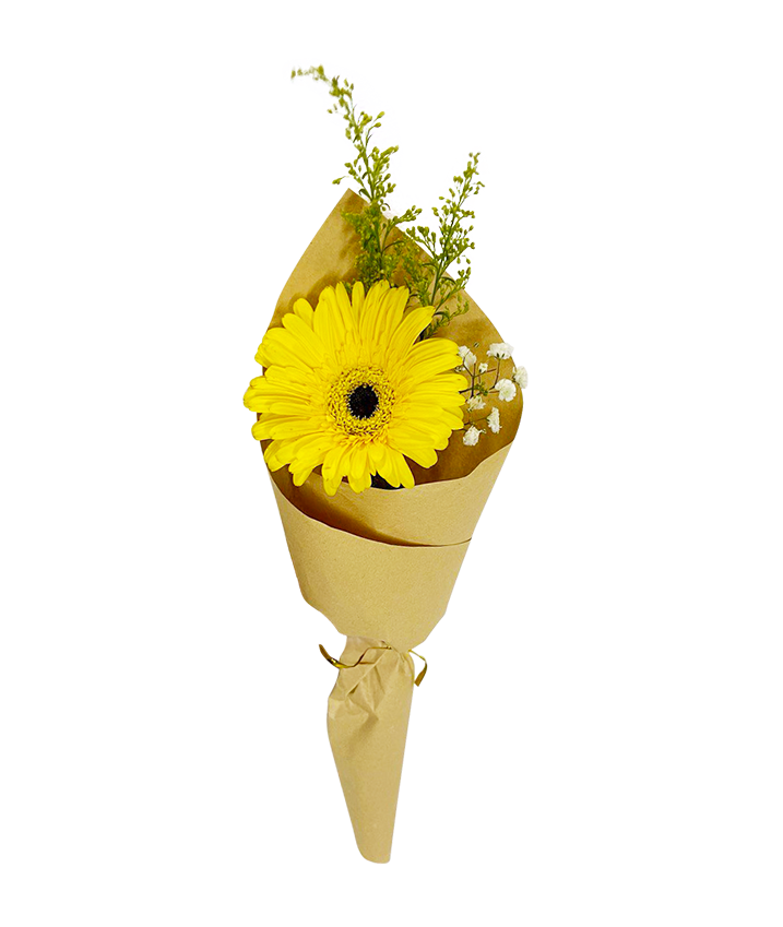 Single Yellow Gerbera Bouquet