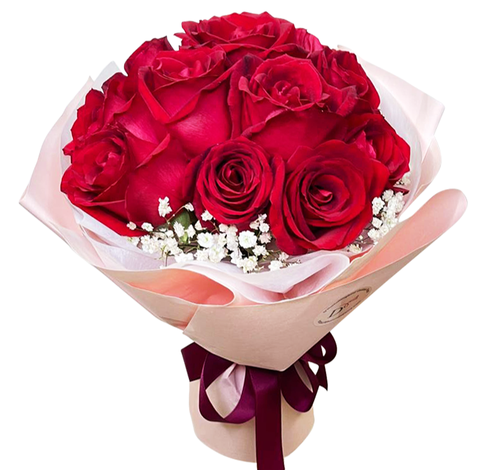 Eternal Love ( Red Rose Bouquet in Pink Wrapper )