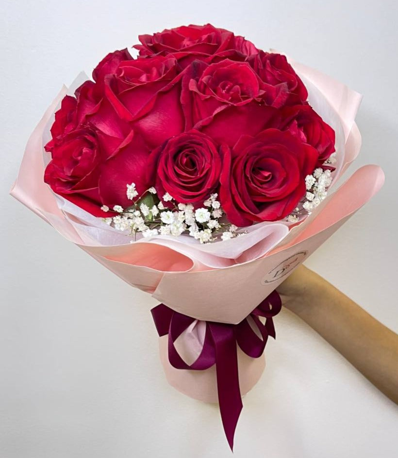 Eternal Love ( Red Rose Bouquet in Pink Wrapper )