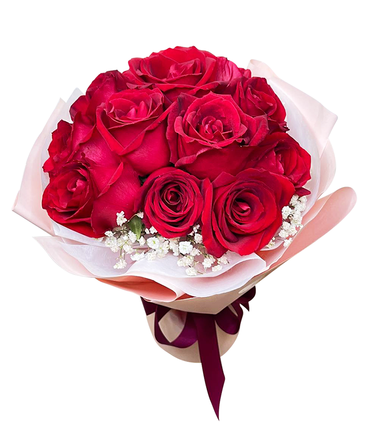 Eternal Love ( Red Rose Bouquet in Pink Wrapper )