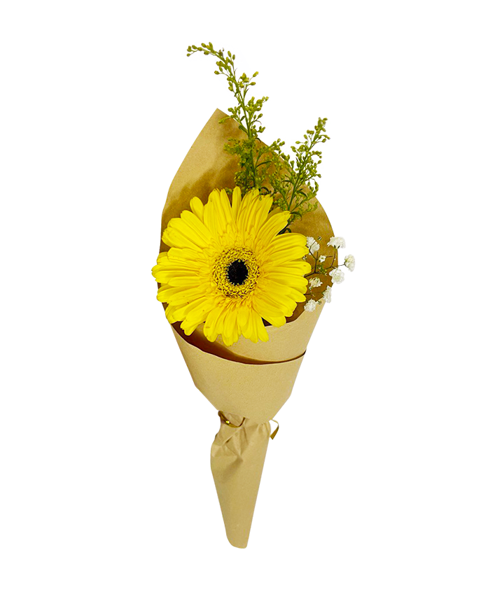 Single Yellow Gerbera Bouquet