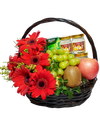 Red Gerbera Fruit Basket with Chicken Essence and Bird Nest