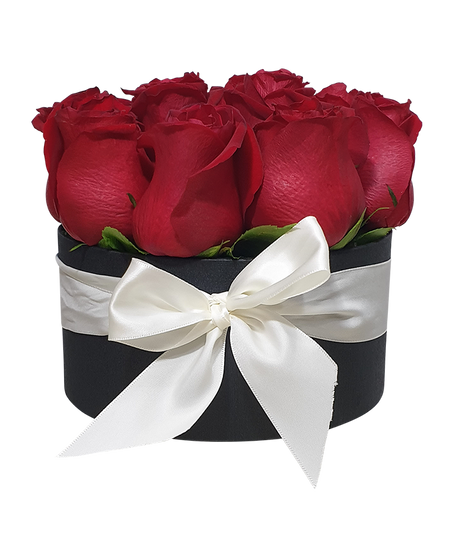 Gorgeous Red Rose in Bloom Box (round)