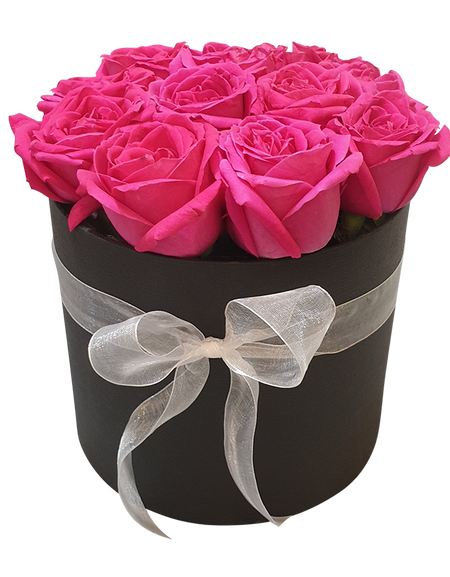 Luscious Pink Rose in Tall Circular Bloom Box