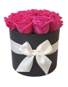 Luxurious Fuchsia Pink Fresh Rose in Round Bloom Box