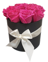 Luxurious Fuchsia Pink Fresh Rose in Round Bloom Box