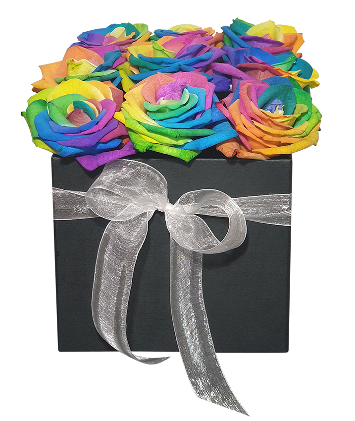 Rainbow Rose in Bloom Box