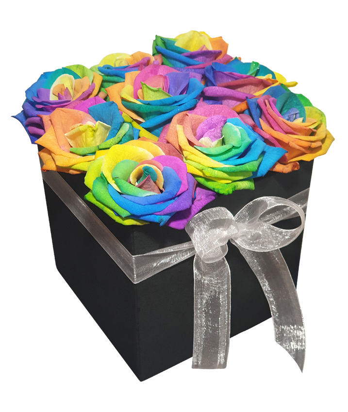 Rainbow Rose in Bloom Box