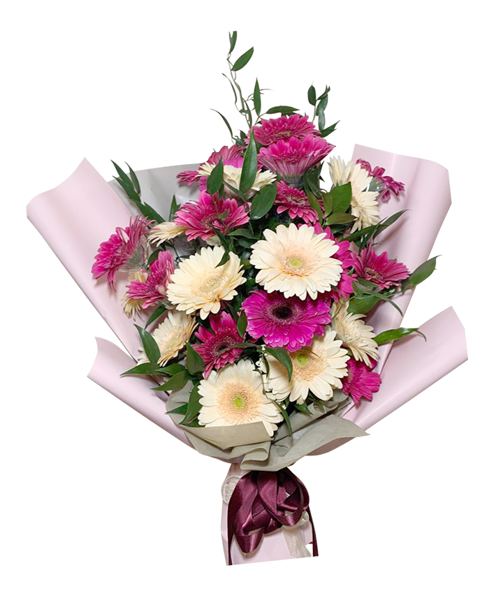 Fuschia Pink Peach Gerbera Bouquet