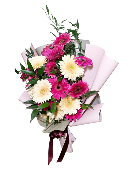 Fuschia Pink Peach Gerbera Bouquet