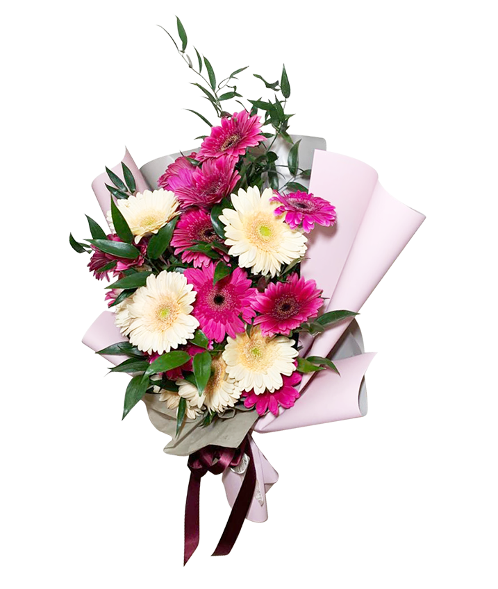 Fuschia Pink Peach Gerbera Bouquet