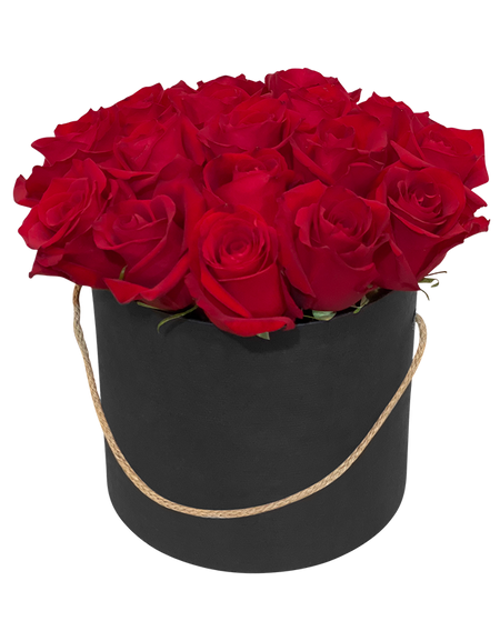 Red Rose in Tall Circular Bloom Box