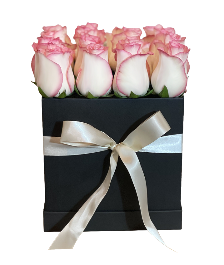 2Tone Pink Rose in Square Bloom Box