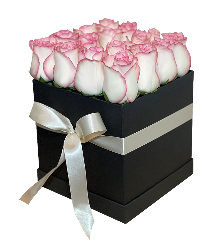 2Tone Pink Rose in Square Bloom Box