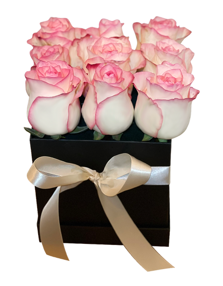 2Tone Pink Rose in Square Bloom Box