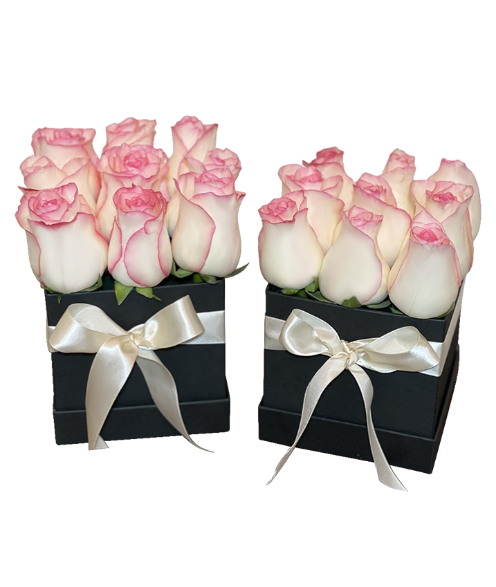 2Tone Pink Rose in Square Bloom Box