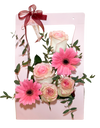 Pastel Pink Roses and Gerbera in Window Bloom Bag