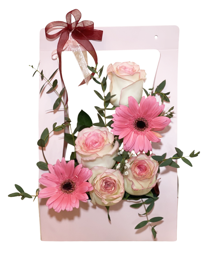 Pastel Pink Roses and Gerbera at the Window