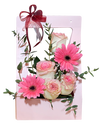 Pastel Pink Roses and Gerbera in Window Bloom Bag