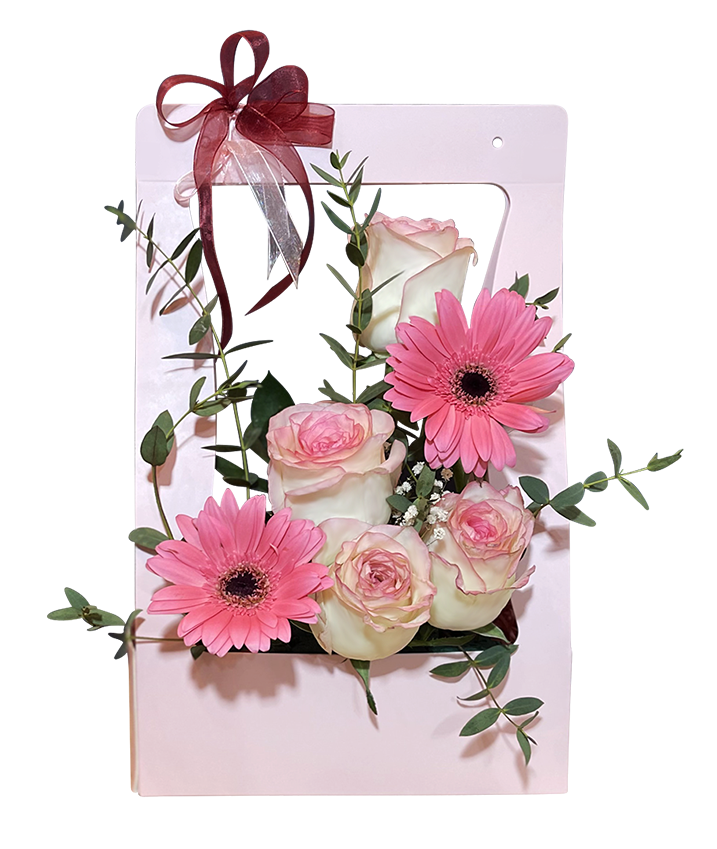 Pastel Pink Roses and Gerbera at the Window