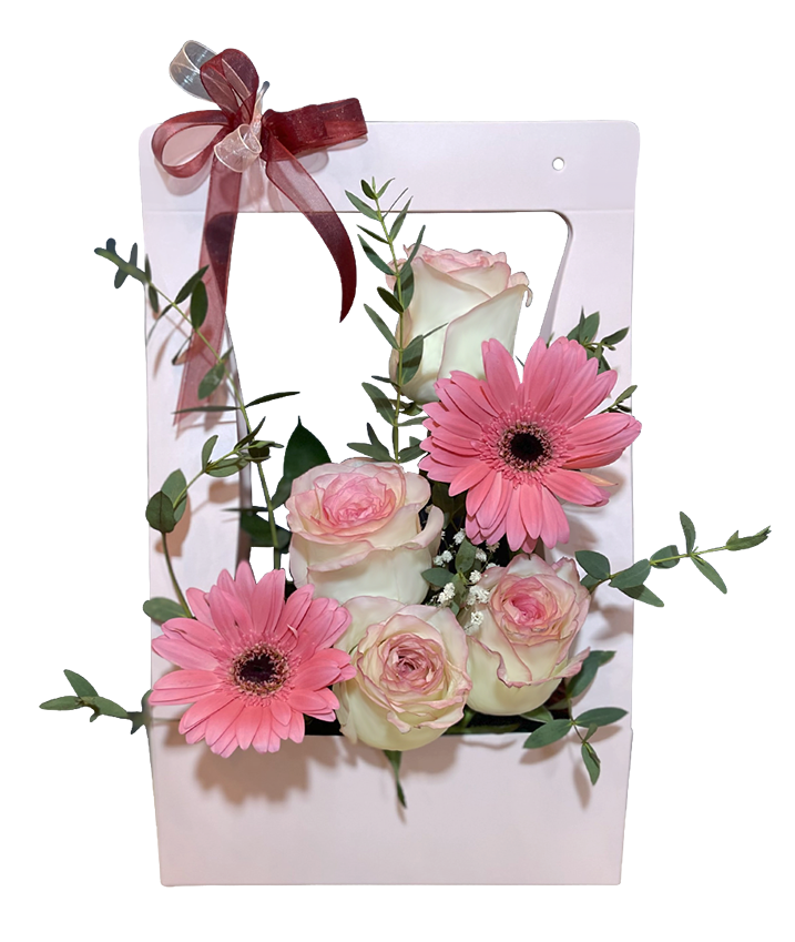 Pastel Pink Roses and Gerbera at the Window
